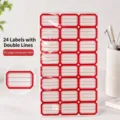 Red-bordered hand-written self-adhesive label stickers with double lines, 50 sheets pack - Double Line Red Border Label / 202 Series (24 Pcs/Sheet, 50 Sheets/Pack)
