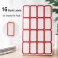 Pack of 50 blank adhesive label sheets with red border design - Blank Red Border Label (E09) / 503 Series (16 Pcs/Sheet, 50 Sheets/Pack)