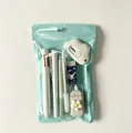 7-piece candy-colored stationery set in a mint green storage bag for students - Cloud / 7-Piece Set / White