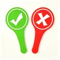 Set of green check and red cross hand paddles for interactive reviews and video props. - Correct/Incorrect (Double-Sided)