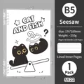Cuaderno de hojas sueltas B5 con linda portada de gato y 60 hojas de líneas. - B5 (60 Hojas) / Gato Negro (5522Seesaw)