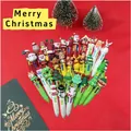 Assorted Christmas 4-color ballpoint pens with decorative silicone holiday toppers - Solid Macaron Christmas 4-Color Pen