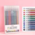 12-color metallic glitter gel pen set for DIY journaling and art drawing with 1.0mm tip - Pull-Cap Style / 12-Color Set