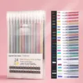 Set of 24 glitter gel pens for artistic journaling and drawing with 1.0mm bold tips - Pull-Cap Style / 24-Color Set