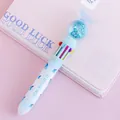 Light blue 10-color retractable ballpoint pen featuring a cute butterfly sequin topper - New Butterfly / Blue