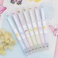Set of 7 pastel colored scented erasable gel pens with cute food illustrations for students. - 0.5mm / Single Random Color