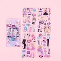 Pastel aesthetic anime girl dress-up sticker set for scrapbooking and DIY decoration - 4pcs / Rich Lady Style