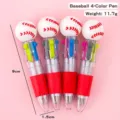 Mini penna a sfera a 4 colori con decorazione baseball, formato portatile da 9 cm per studenti - Stile Baseball