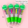 Mini penna a sfera a 4 colori con punta a pallina da tennis e impugnatura verde, 9 cm - Stile Tennis