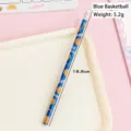 Blue basketball pattern HB writing pencil for students, 18.8cm length, 5.2g weight - Basketball / Blue