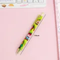 Green cartoon character retractable gel pen for students, 14cm length, quick-drying ink - Green Minion Style / 0.5mm