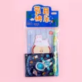 Cartoon kids stationery set with rabbit sticky notes and ballpoint pen - Happy Holiday / 1 Set