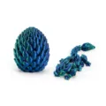 3D printed articulated dragon toy with matching scales egg in laser green color - Dragon Egg Set / Laser Green