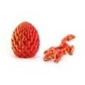 Detail of 3D printed laser red dragon and egg set with intricate scale textures - Dragon Egg Set / Laser Red