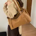 Große braune Kunstleder-Einkaufstasche für Damen stilvolle Damen Schultertasche - Ohne Anhänger / Braun