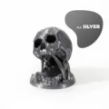 Detail of 3D printed skull dice tower in silk silver with metallic finish texture - Silk Silver Style (With Free Dice) / Set