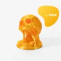 Macro detail of 3D printed skull dice tower in silk gold metallic finish - Silk Gold Style (With Free Dice) / Set