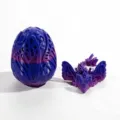 Detailed view of 3D printed butterfly dragon and matching egg set in sunset purple blue - Sunset Gradient Dragon Egg Set
