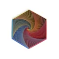 Top-down view of a 3D printed rainbow fractal fidget hexagon toy for stress relief - Neon City (Small) / Small (8.2x4.2cm)