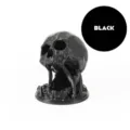 Detail view of the 3D printed black skull dice tower for tabletop gaming and decor - Silk Black Style (With Free Dice) / Set