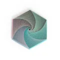 Macro view of a 3D printed fractal fidget hexagon with teal and pink gradient - Misty Forest (Small) / Small (8.2x4.2cm)
