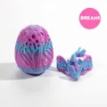 3D printed butterfly dragon and egg set in vibrant pink and blue gradient colors. - Dreams Gradient Dragon Egg Set