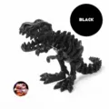 Detail view of a black 3D printed T-Rex dinosaur skeleton action figure toy model. - T-Rex Skeleton (PLA Black) / 17cm