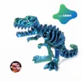 3D printed T-Rex skeleton ornament featuring an iridescent laser green metallic silk finish - T-Rex Skeleton (Laser Green) / 17cm