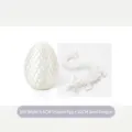 Seidenweißes 3D-gedrucktes Drachenei mit 22cm großer gegliederter Kristalldrachenfigur - Edelstein-Drachen-Set / 8,5cm Drachenei / Seidenweiß