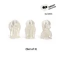 Macro detail of the 3D printed Hear No Evil See No Evil skeleton set in silk white finish - Mini / Three-Piece Set / Silk White