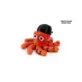 Articulated 3D printed pirate octopus toy with orange gradient finish and black hat. - Pirate sailor (desert rose)
