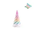 Nahaufnahme eines 3D-gedruckten Regenbogen-Spiral-Fidget-Toys mit weißer PLA-Basis. - PLA Weiß + Regenbogen Nr. 2