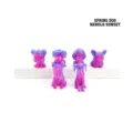 Detailed view of 3D printed spring dog figurines in pink and blue nebula gradient color. - 弹簧小狗组合(星云日落) / 6-Piece Set