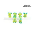 3D-gedrucktes flexibles Federhund-Zappelspielzeug-Set in Gelb und Cyan - 弹簧小狗组合(星云森林) / 6-Teiliges Set