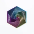 Detailed macro view of 3D-printed fractal fidget hexagon in iridescent colors. - Dazzling Color 1 (Large) / Large (14.5x7.4cm)