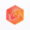 Detailed top-down view of a 3D printed fractal fidget hexagon with orange gradient - Fantasy Orange (Large) / Large (14.5x7.4cm)