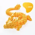 Detailed view of 3D printed articulated Chinese dragon figure ornament in silk gold finish - 30cm / Silk Gold