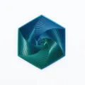Top-down detail of a 3D printed fractal fidget hexagon in laser green-blue gradient. - Laser Green (Large) / Large (14.5x7.4cm)