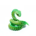 Vista detallada de una figura de víbora verde articulada impresa en 3D con escamas - 30cm / Verde de Sueño