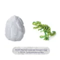 Esqueleto de T-Rex verde metálico impreso en 3D con un huevo de dragón de mármol - Set de Huevos Tyrannosaurus Rex / Verde de Sueño