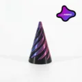 3D printed spiral cone fidget toy featuring a vibrant laser purple gradient finish - 6.4cm / Laser Purple