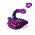 Primer plano de víbora articulada impresa en 3D en color violeta láser - 30cm / Púrpura Láser
