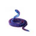 Vista detallada de una figurita de serpiente cobra articulada impresa en 3D morado - 25cm / Púrpura Láser
