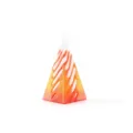 Close-up macro view of 3D printed pyramid fidget toy with orange and white spiral design - 5CM Triangle Crystal Sunrise Twist Fidget