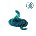 Vista detallada de una serpiente cobra articulada impresa en 3D en verde láser iridiscente - 25cm / Verde láser