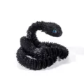 Vista detallada de una figura de víbora negra articulada impresa en 3D con escamas - 30cm / Negro