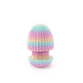 Detailed macro view showing the texture of a colorful 3D printed maze dragon egg ornament - Rainbow #2 Gradient