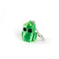 Detailed macro shot of a 3D-printed owl keychain in vibrant Dreamy Green color. - Owl With Feet / Dreamy Green