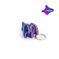 Detail view of a 3D printed articulated elephant keychain in vibrant laser purple - Articulated Joints / Laser Purple