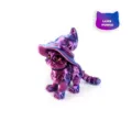 Detail van de 3D-geprinte magische kat in laser paarse metallic finish - Laser Paars